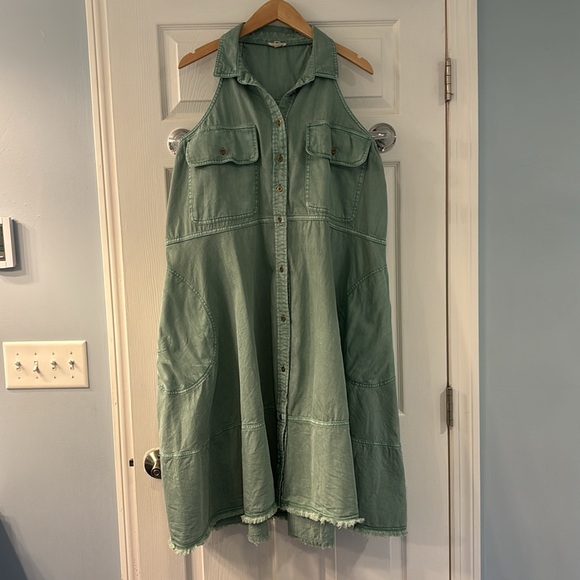 NWT Anthropologie Pilcro Sleeveless Halter Swing Midi Dress in Green, size XL - Picture 6 of 13